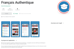 Exemple de l’application Français Authentique depuis le store Google Play